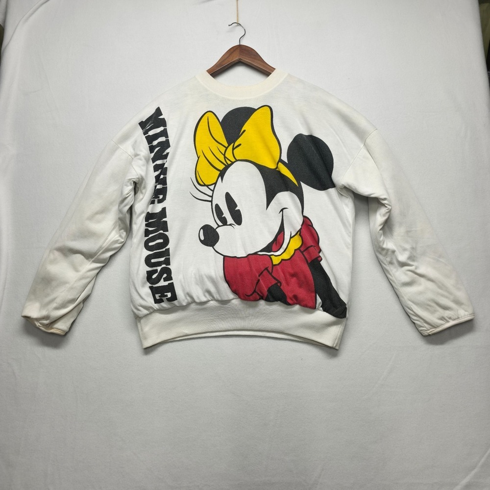 Vintage 80's Disney Minnie Mouse Reversible Comic Strip Sweatshirt Size XL